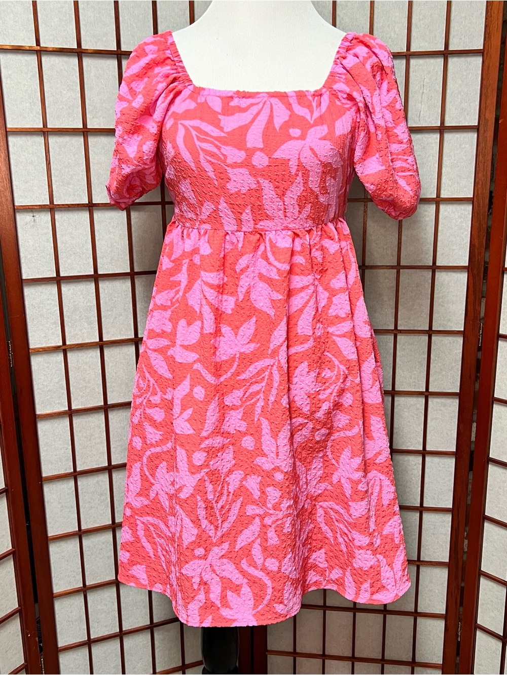Floral Puff-Sleeve Midi Dress